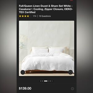 BRAND NEW! Casaluna linen duvet set in white!